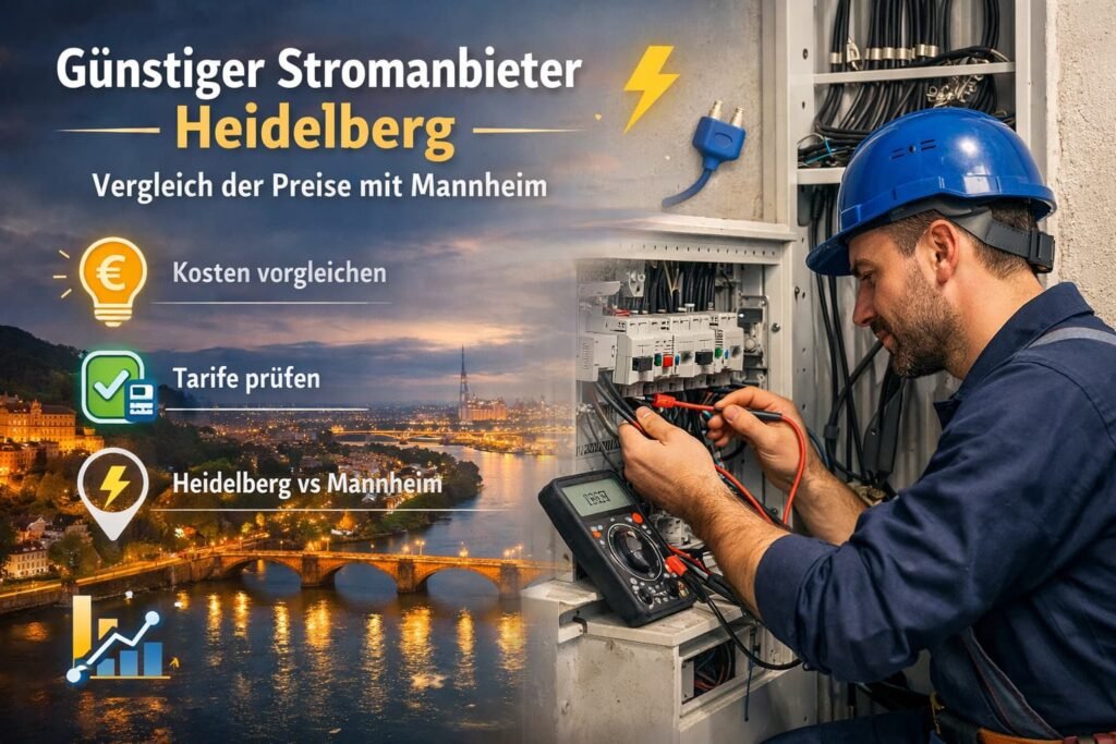 Elektriker repariert Schaltschrank – günstiger Stromanbieter Heidelberg vs Mannheim Preisvergleich