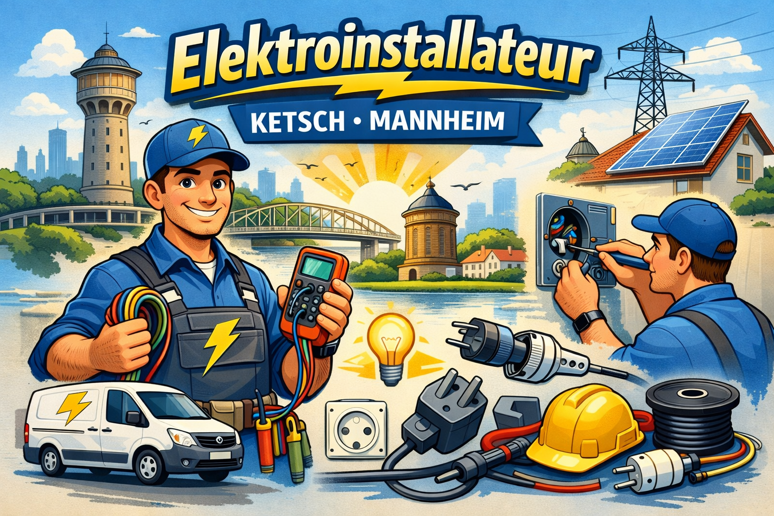 Elektroinstallateur Ketsch Mannheim bei der Arbeit