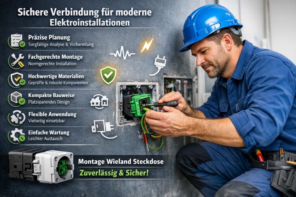 Montage einer Wieland Steckdose durch Elektriker – sichere und moderne Elektroinstallation