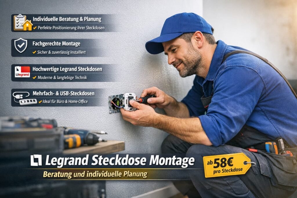Elektriker installiert Legrand Steckdose fachgerecht mit moderner Technik und Beratung in Mannheim