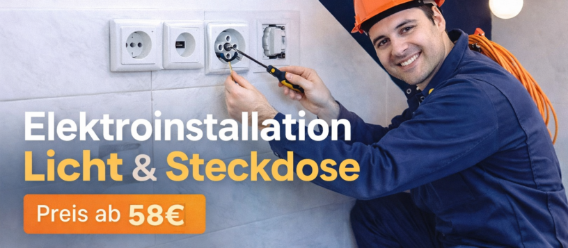 Elektroinstallation Licht und Steckdose | Fachgerecht ab 58€