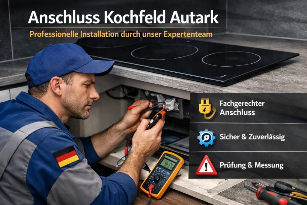 Anschluss eines autarken Kochfelds durch Elektriker – professionelle Installation und sichere Verkabelung