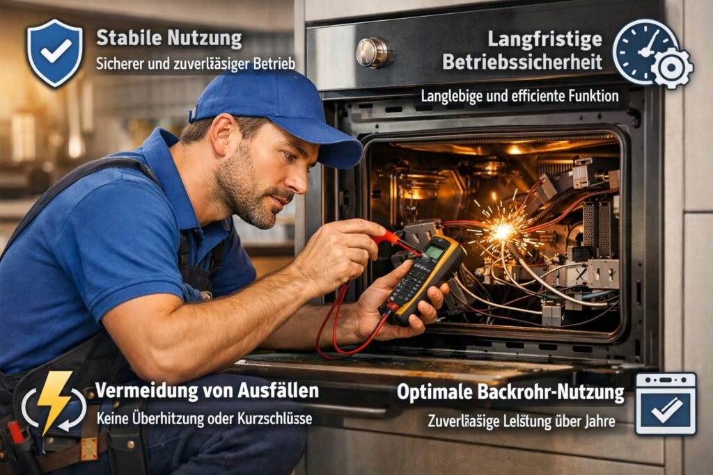 Elektriker repariert Backofen für stabile Nutzung und langfristige Betriebssicherheit