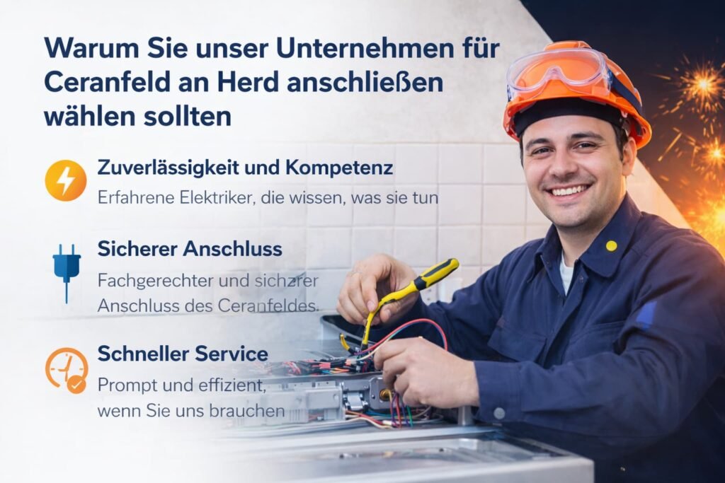 Elektriker schließt Ceranfeld fachgerecht an – zuverlässiger Herdanschluss Service in Deutschland