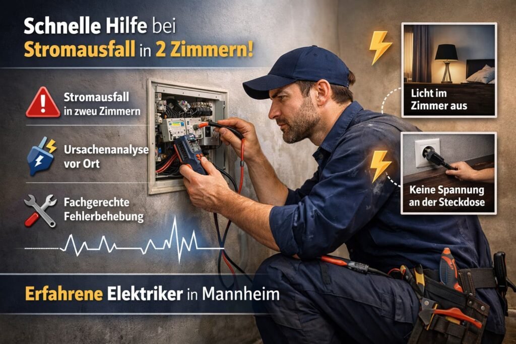 Schnelle Hilfe bei Stromausfall in zwei Zimmern durch Elektriker in Mannheim
