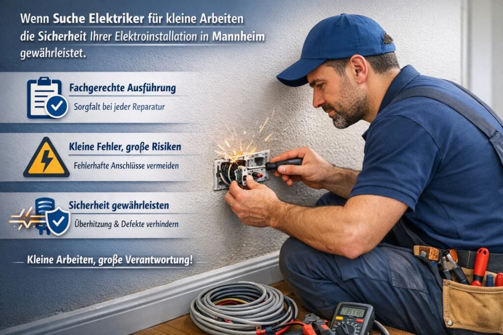 Elektriker in Mannheim repariert Steckdose sicher und professionell für kleine Elektroarbeiten
