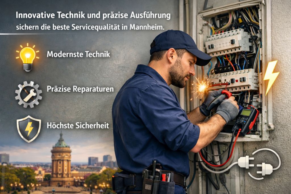 Elektriker repariert Sicherungskasten in Mannheim mit moderner Technik und präziser Ausführung