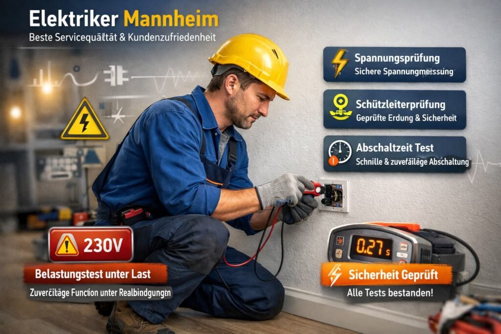 Elektriker Mannheim repariert Steckdose und führt professionelle Sicherheitsprüfung durch
