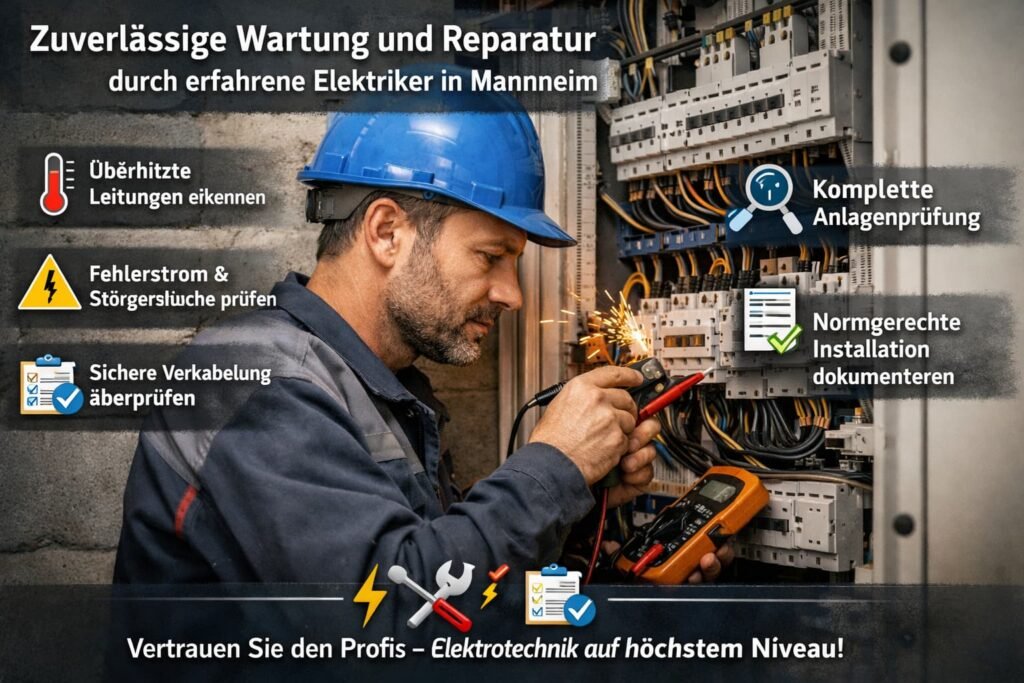 Erfahrener Elektriker in Mannheim prüft Sicherungskasten und behebt elektrische Störungen sicher und zuverlässig