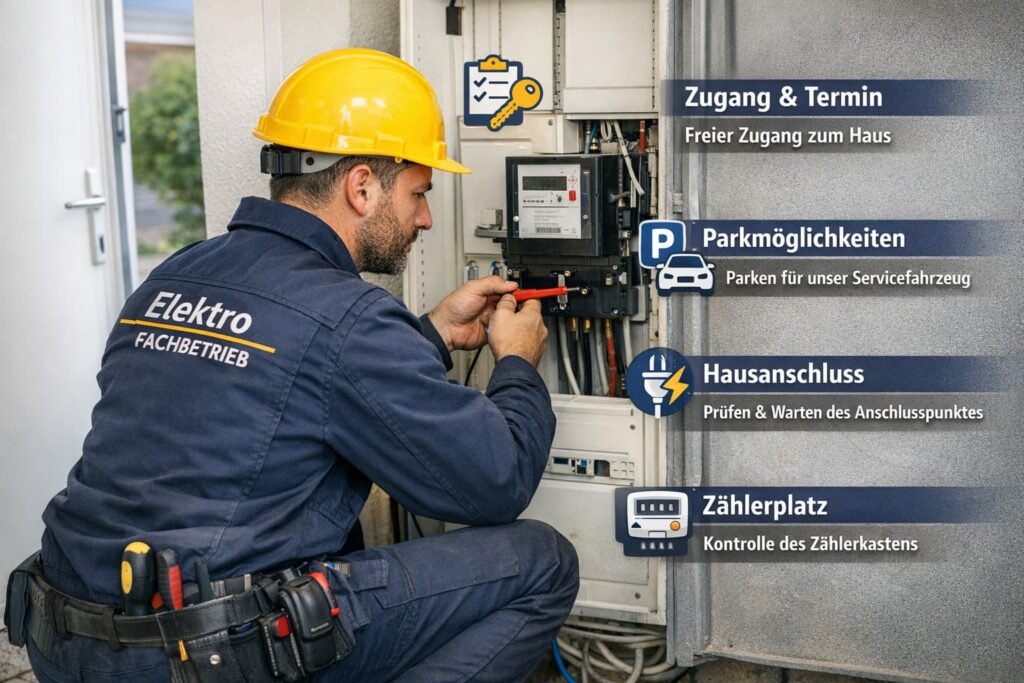 Elektriker repariert Stromkasten und prüft Hausanschluss sowie Zählerplatz in Dossenheim