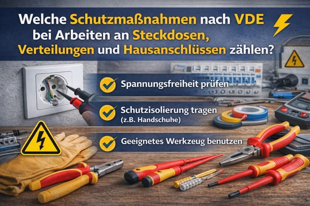 Welche Schutzmaßnahmen nach VDE bei Arbeiten an Steckdosen, Verteilungen und Hausanschlüssen zählen