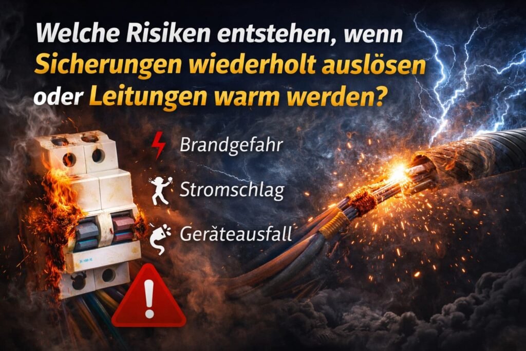 Welche Risiken entstehen, wenn Sicherungen wiederholt auslösen oder Leitungen warm werden?