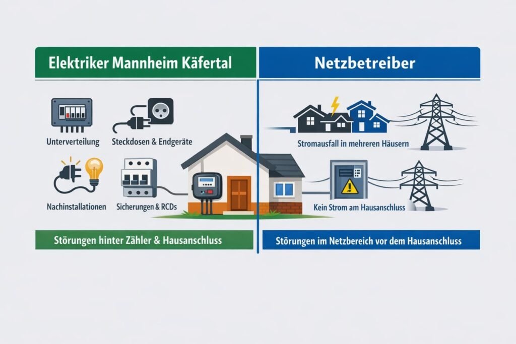 Wann ein Elektriker mannheim käfertal sinnvoll ist und wann der Netzbetreiber zuständig bleibt