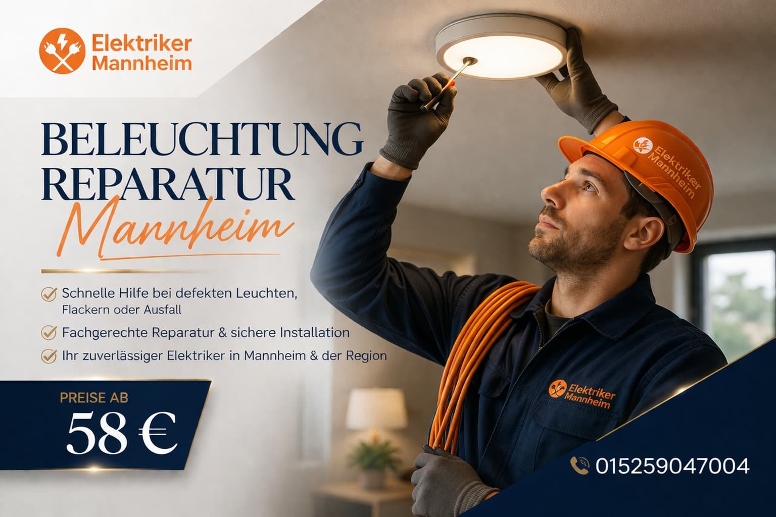 Beleuchtung Reparatur Mannheim | Schnelle Hilfe ab 58€