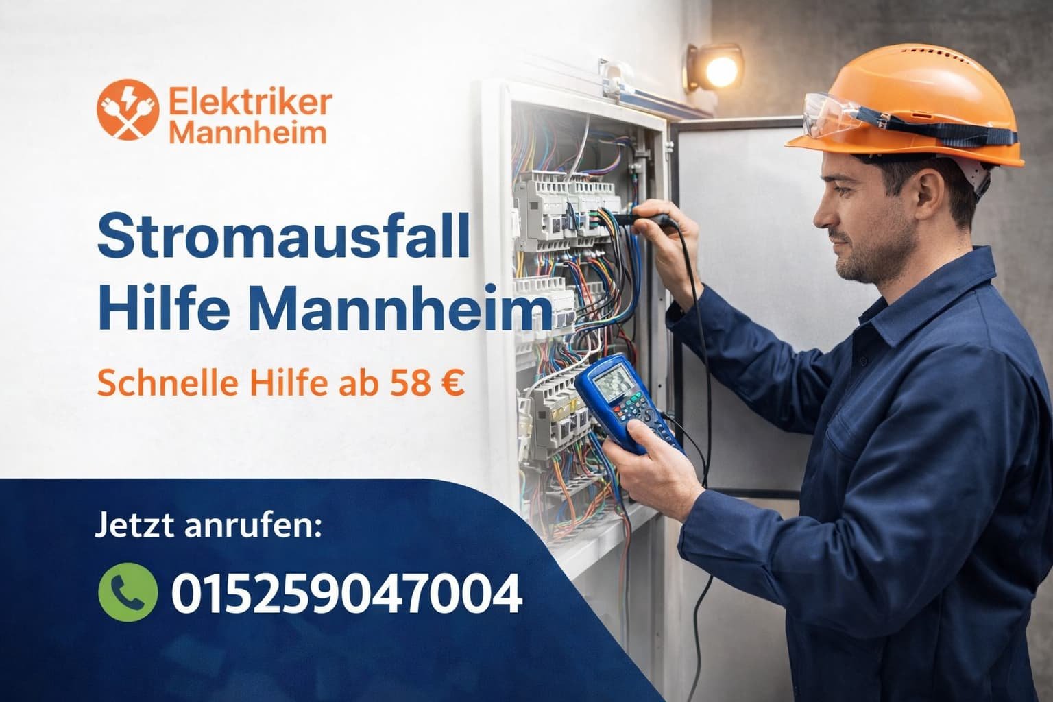 Stromausfall Hilfe Mannheim | 24h Elektriker Notdienst ab 58