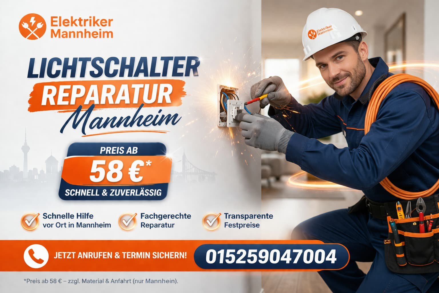 Lichtschalter Reparatur Mannheim | Fachgerechte ab 58€