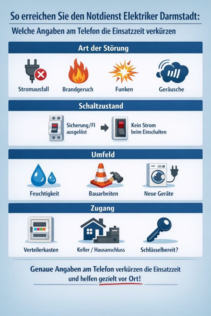 So erreichen Sie den notdienst elektriker darmstadt: Welche Angaben am Telefon die Einsatzzeit verkürzen