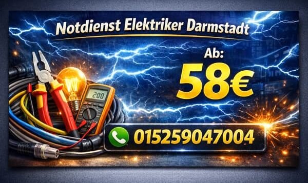 Notdienst Elektriker Darmstadt 24h – Schnell vor Ort ab 58€