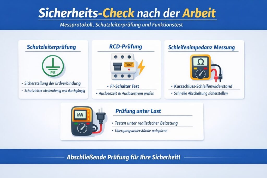 Sicherheits-Check nach der Arbeit: Messprotokoll, Schutzleiterprüfung und Funktionstest