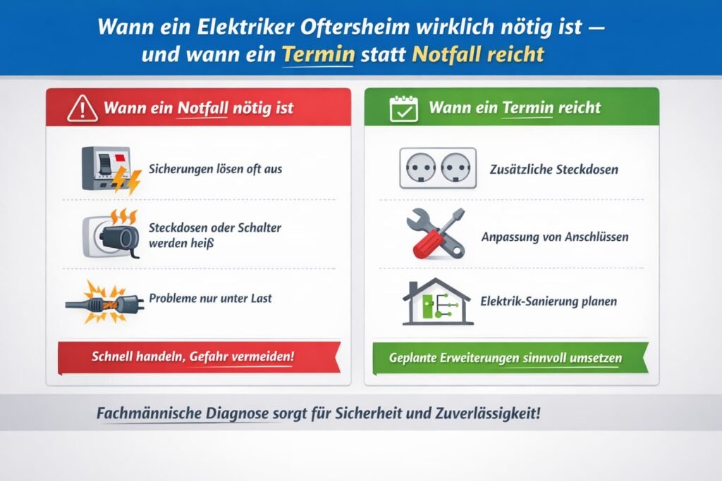 Wann ein elektriker oftersheim wirklich nötig ist – und wann ein Termin statt Notfall reicht
