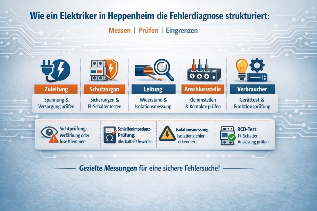 Wie ein elektriker heppenheim die Fehlerdiagnose strukturiert: Messen, Prüfen, Eingrenzen