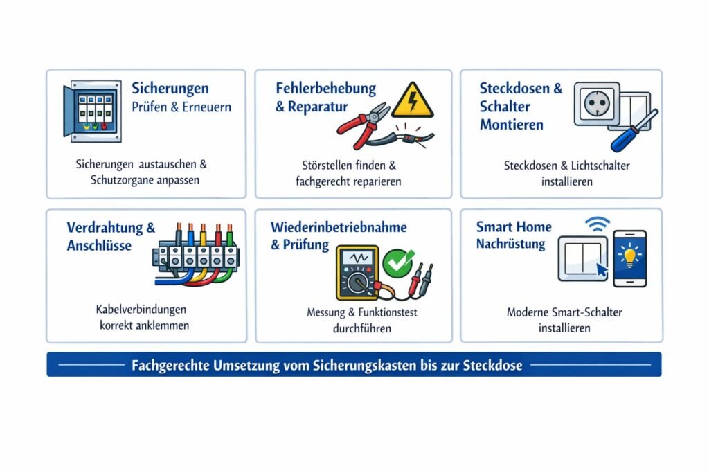 Welche Arbeiten ein elektriker lorsch typischerweise umsetzt – von Sicherungskasten bis Steckdose