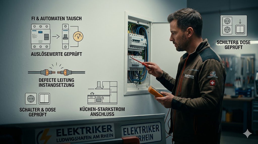 Reparatur und Instandsetzung: Von der defekten Leitung bis zum Austausch von Schaltern, Automaten und FI