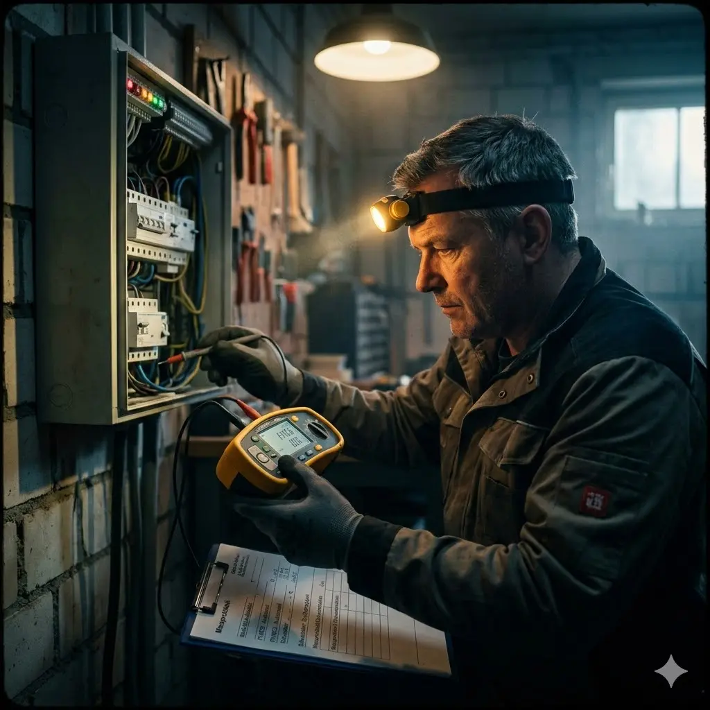 Sicherheitscheck nach der Arbeit: FI/RCD, Schutzleiter, Messprotokoll und Dokumentation