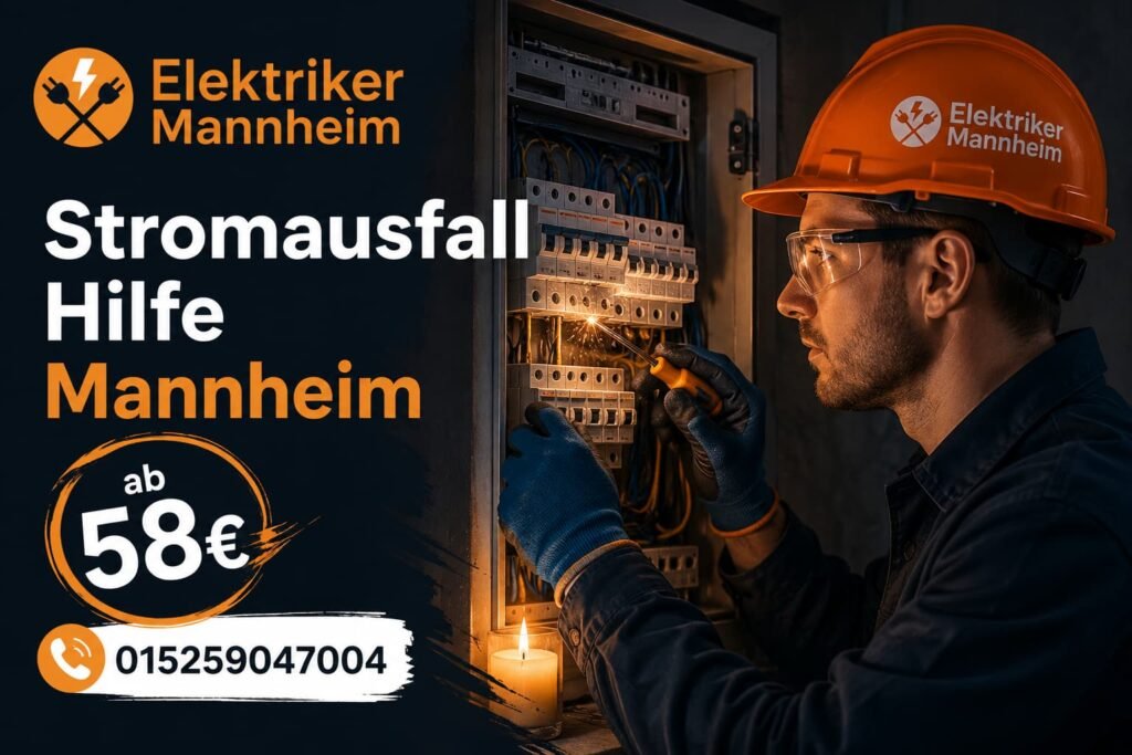 Elektriker bei der schnellen Reparatur eines Stromproblems in Mannheim.