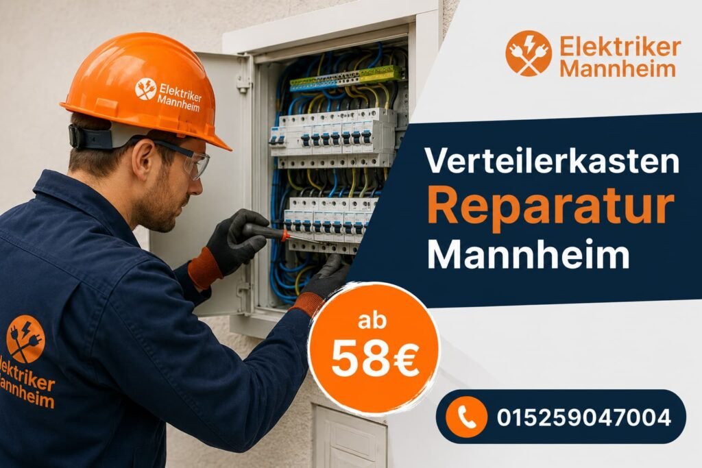 Elektriker bei der Reparatur einer elektrischen Anlage in Mannheim