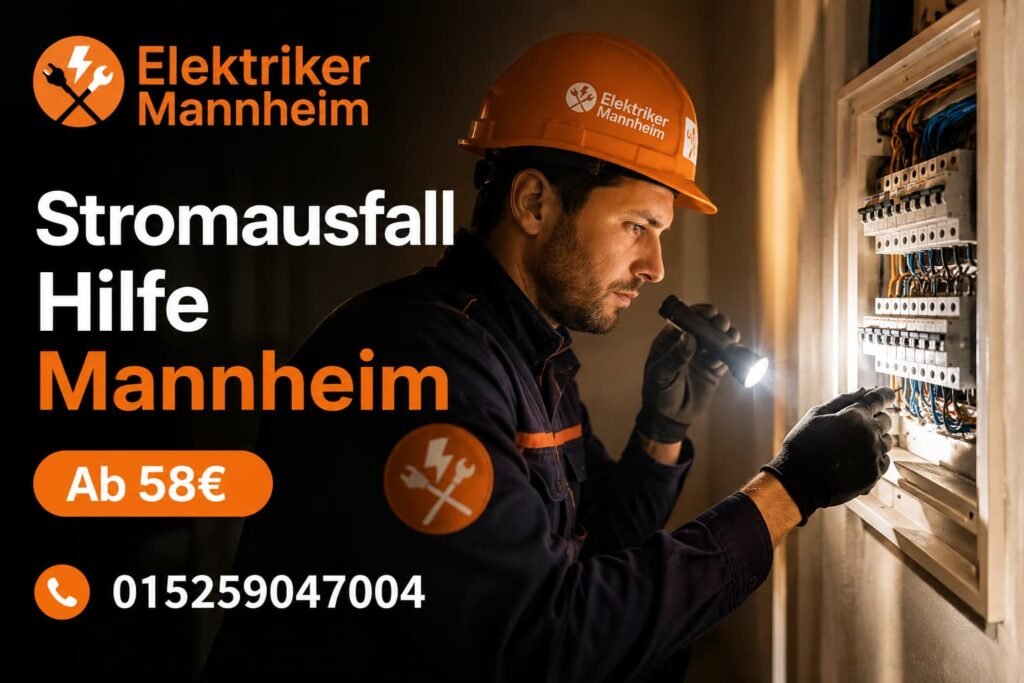 Elektriker bei Reparatur eines Sicherungskastens in Mannheim