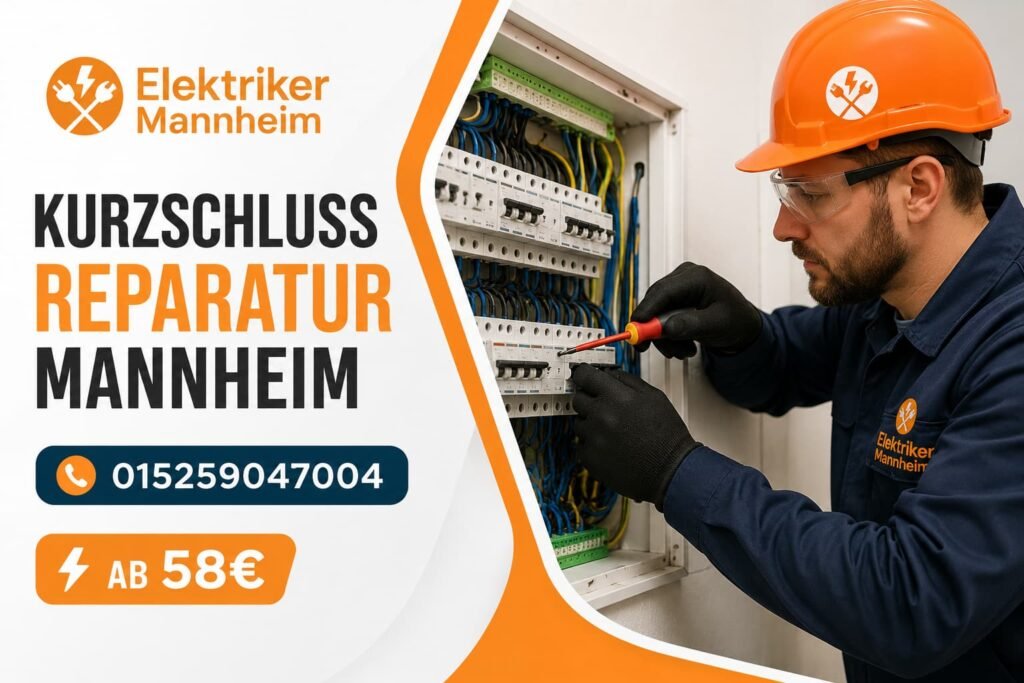 Elektriker bei der Reparatur einer elektrischen Störung in Mannheim