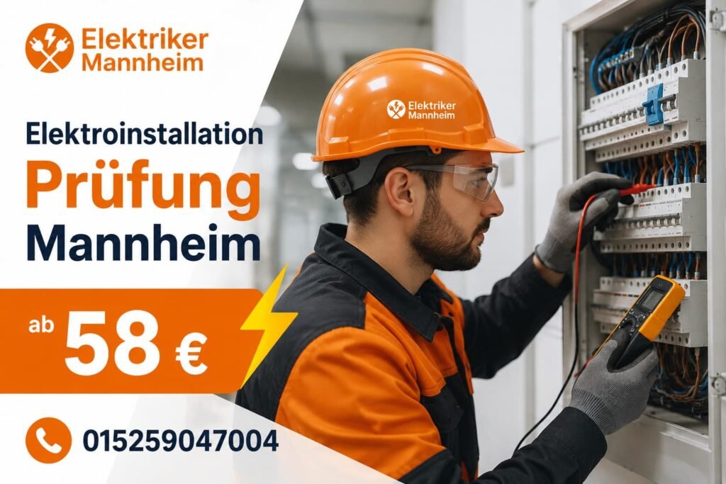Elektriker bei der sicheren Überprüfung elektrischer Anlagen in Mannheim