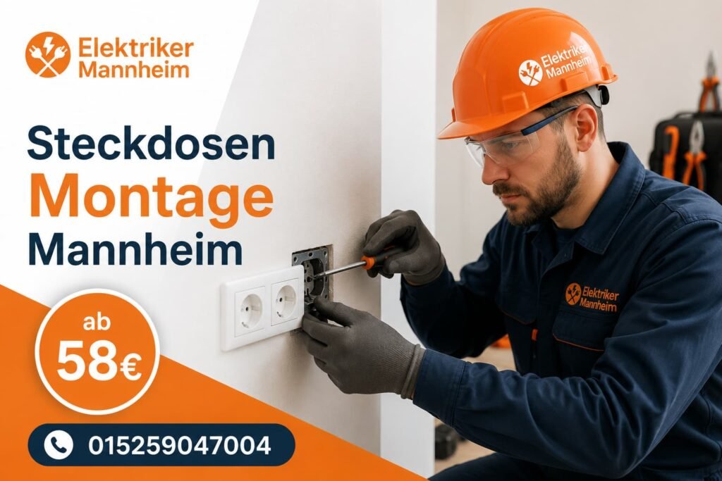 Professioneller Elektriker bei der Installation moderner Elektroanlagen in Mannheim.