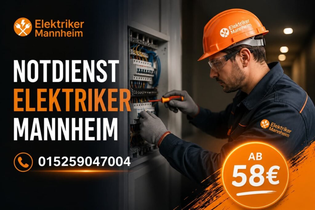 Elektriker bei Reparatur eines Stromkastens in Mannheim