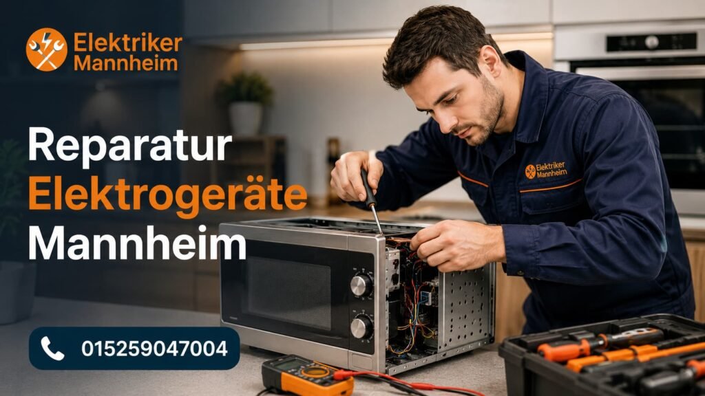 Elektriker bei der Reparatur eines Haushaltsgeräts