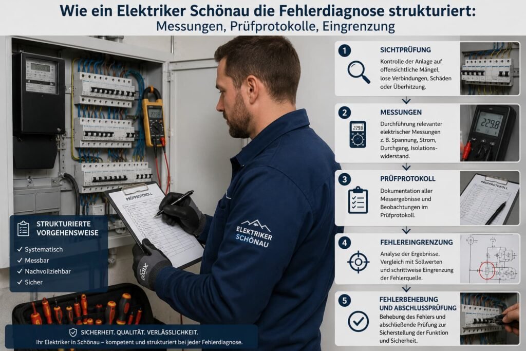 🔹 Systematische Fehlerdiagnose mit Messungen, Prüfprotokollen und klarer Eingrenzung der Ursache.