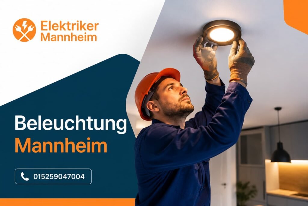 Elektriker bei der Reparatur einer Innenbeleuchtung in einem Wohngebäude