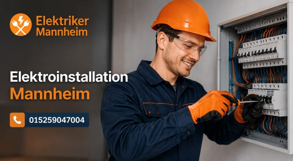 Erfahrener Elektriker bei der fachgerechten Arbeit an einem elektrischen Verteilerkasten