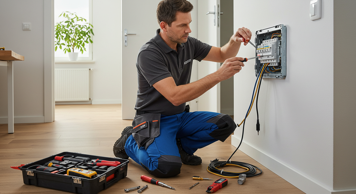 Team von Elektrikern bei der Arbeit
